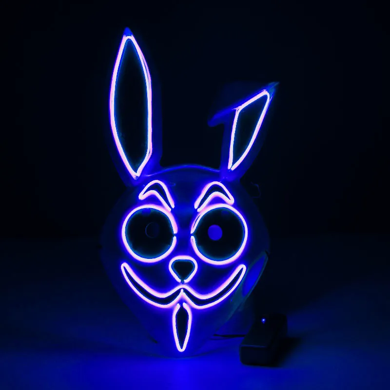Parti Maskeleri LED Glow Ferank Uzun Katlanmış Kulaklar Tavşan Glow Maske Anime Cos Kedi Yüzü Cadılar Bayramı 230523