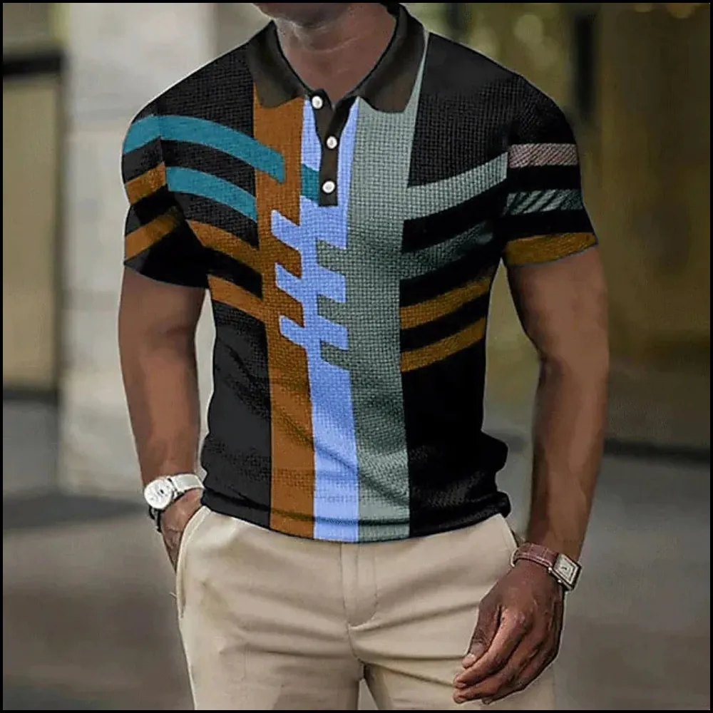 Heren Polos Mens Korte mouwen 3D All-Over Print heren Polo Shirt Geometrische patronen Zomer korte mouwen Kledingstraat Street Leisure Polo Tops 230524