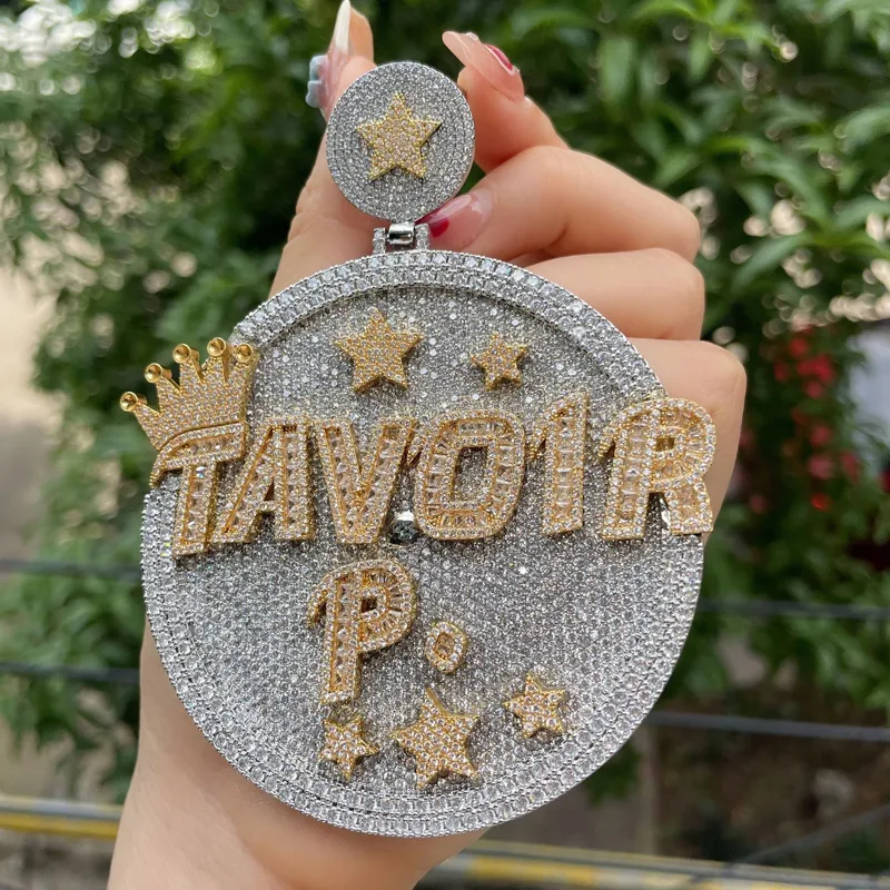 Custom Made 2 Tone Hip Hop Iced Out Pendants With 925 Silver