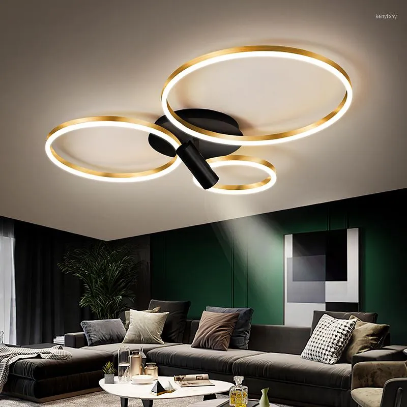 Lampadari Lampadario moderno Illuminazione Anello in oro Lustro Lampada a led per soggiorno Camera da letto Soffitto da riunione