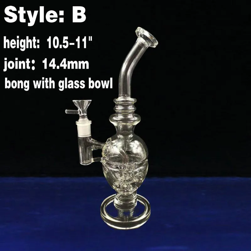 New Glass Recycler Bong Hollow Out Design Water Tubs Dab Pigs Tire Perc Glass Bongs com tigela de vidro