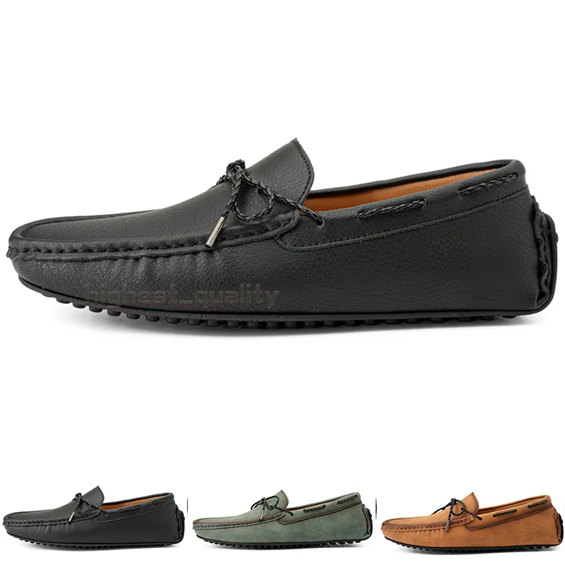 Mode Hommes Casual Chaussures Conduire Confortable Respirant Quotidien Hommes En Cuir Gommage Cent Loisirs Noir Slip On Homme Paresseux Surchaussures Baskets Jogging Marche Chaussure A144