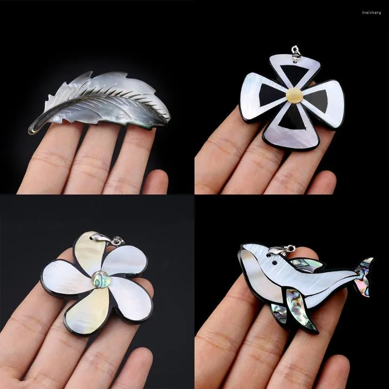 Pendant Necklaces Natural Shell Brooch Flower Feather Abalone Shells Charms For Jewelry Making DIY Necklace Brooches Pins Accessories