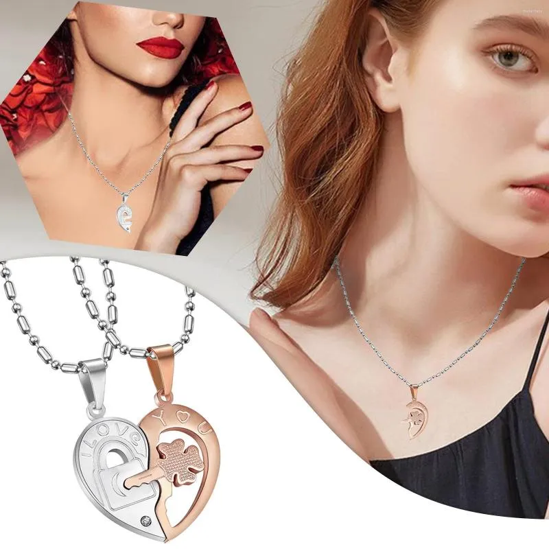 Chains Heart Shape Puzzle Key Pendant Necklace Meaning For Couples