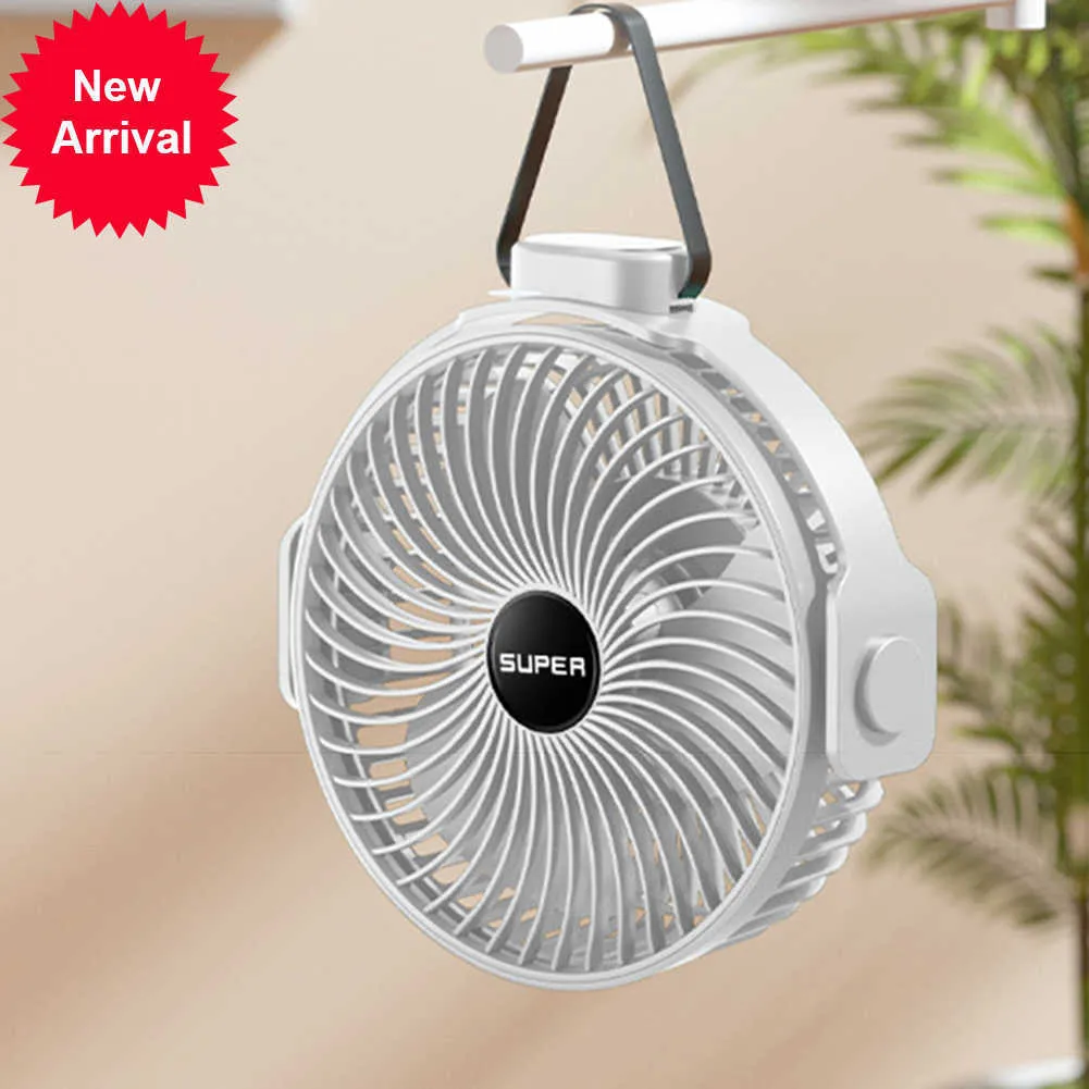 New USB Rechargeable Mini Fan 360 Rotation 3 Gears Ceiling Fan Table Desk Fan Portable Hanging Fan for Camping Tent Outdoor Home