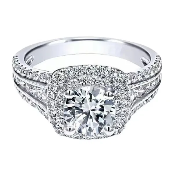 18K Platinum Plated Imitation Zircon Ring med dubbelskikt Super mousserande ring för kvinnor i Europa och Amerika