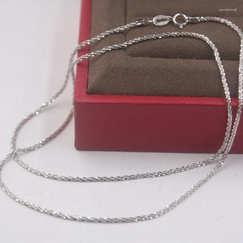 Chains Pure 18k White Gold Chain Unisex Luck Full Star Link Necklace 16-18inches