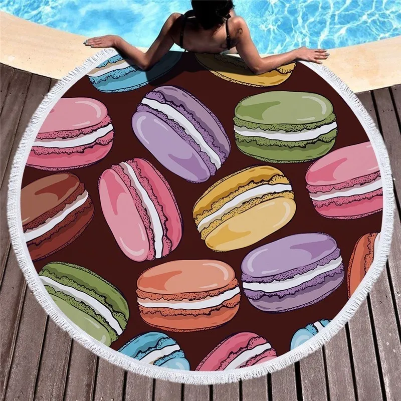 Serviette de plage en microfibre impression créative 150cm serviette de bain ronde en microfibre jardin extérieur tapis de pique-nique voyage tapis de Yoga