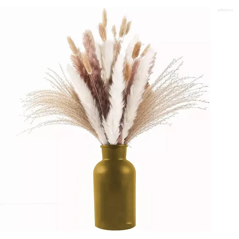 Decoratieve bloemen 80 pc's boho decor wit en natuurlijke kleur pampas gras 17 inch gedroogde staarten voor feestjes bruiloften