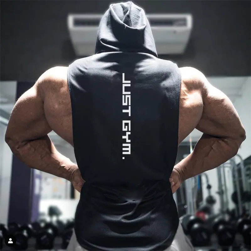 Mens Tank Tops Muscleguys Gym Hooded Top Men Brand Cotton Bodybuilding Hoodie Vest 운동 싱글 릿트 피트니스 민소매 셔츠 230524