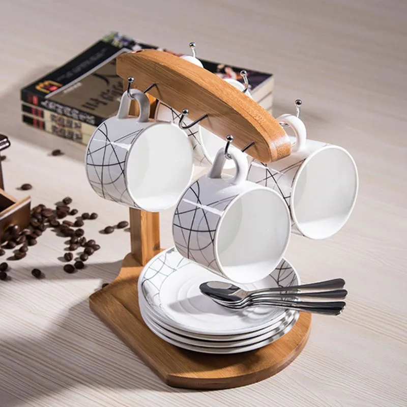 Support De Rangement Pour Tasses à Thé / Café - En Acier Inox - Contient 6 Tasses - Design Moderne Pour Comptoir