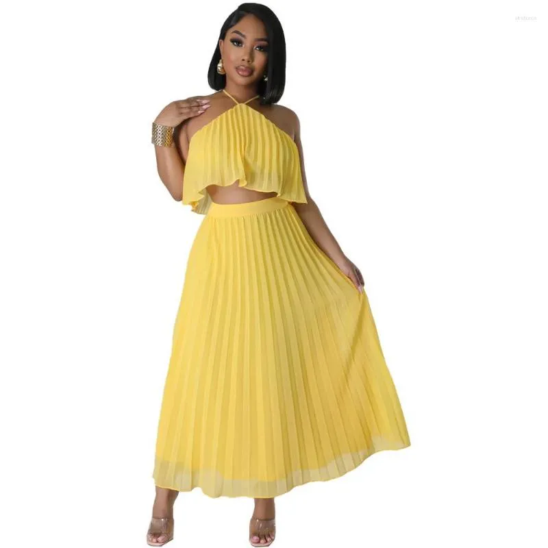 Elegant Solid Fold Halter Dresses Elegant Solid Fold Halter Dresses