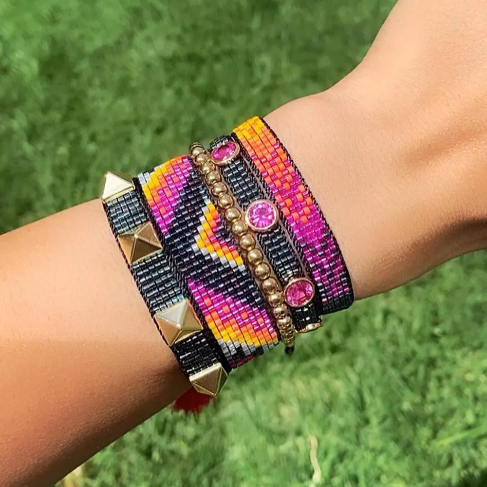 Bangle Zhongvi Fashion Miyuki armband smycken för kvinnor gåva lyxiga strass pulseras mexikanska pärlor armband smycken grossist