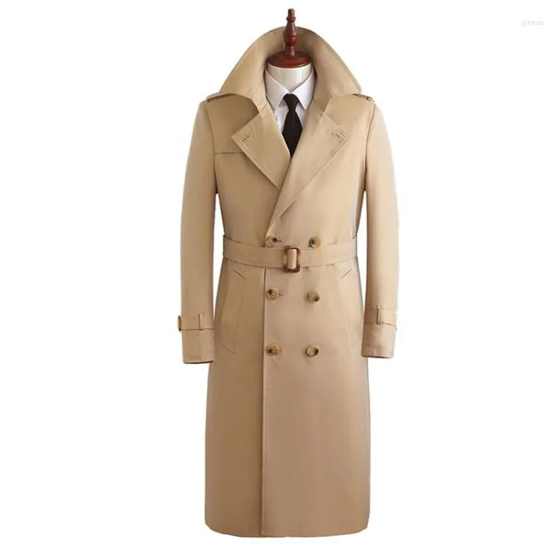 Trench-coats pour hommes Couleur changeante Manteau pour hommes Style long sur le genou Printemps Automne Mode Gentleman Coréen Britannique Jeune Tissu d'âge moyen