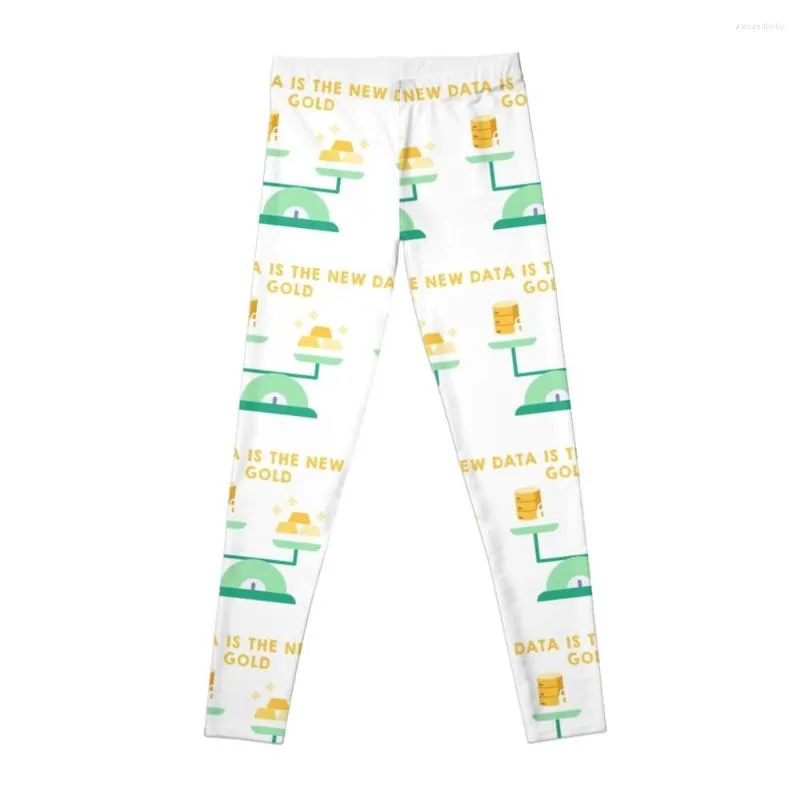 Active Pants Data är Gold T-shirt Leggings Gymkläder för kvinnor Push Up Sporty Woman