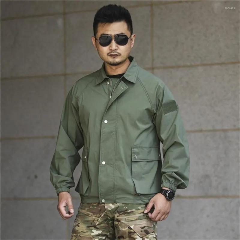 Hunting Jackets Military Fan Tactical Combat Jacket Men's Thin Waterproof Elastic And Loose Outdoor Multi Pocket Coat Windbreakers