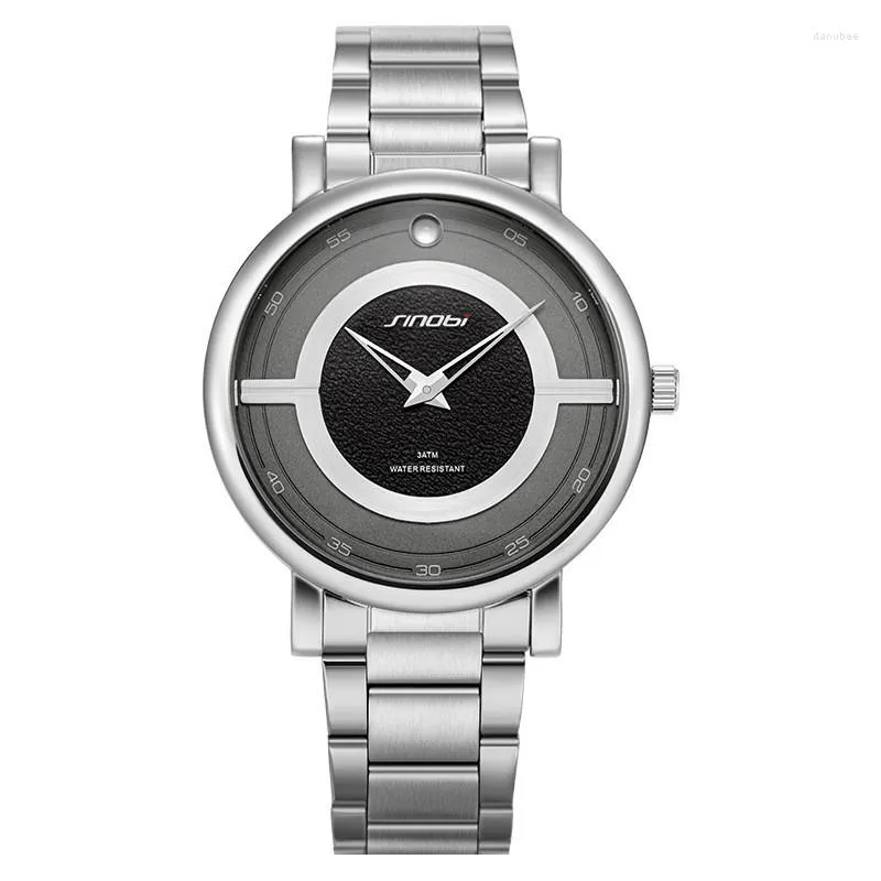 Armbandsur minimalistiska herrmode ultratunna klockor enkla män affärer rostfritt stål klockband kvarts klocka