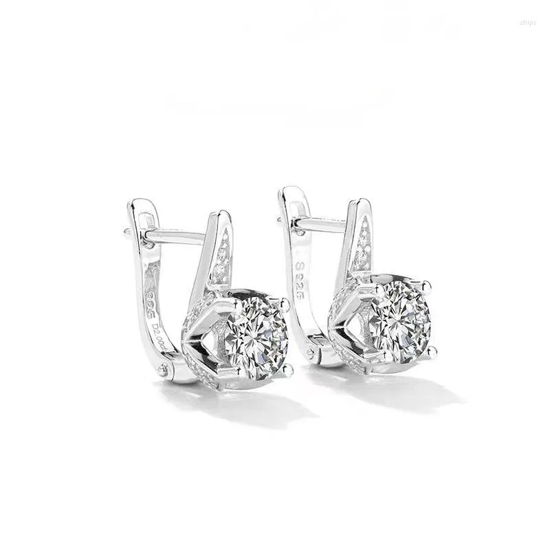 Cluster Rings Trendy 925 Sterling Silver 0.8ct D Couleur VVS1 Moissanite Clip Boucles D'oreilles Pour Les Femmes Bijoux Diamomd Pass Anniversaire Cadeau