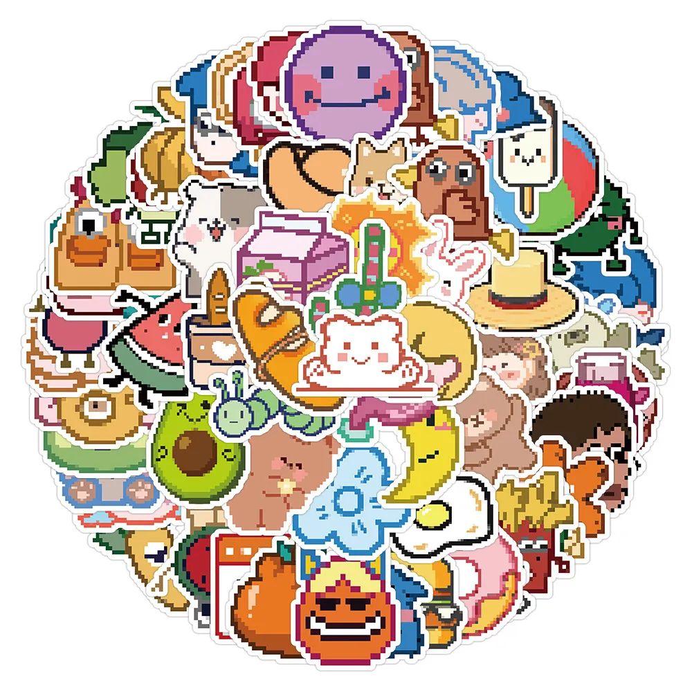 60pcs-pack cartoon pixel Sticker