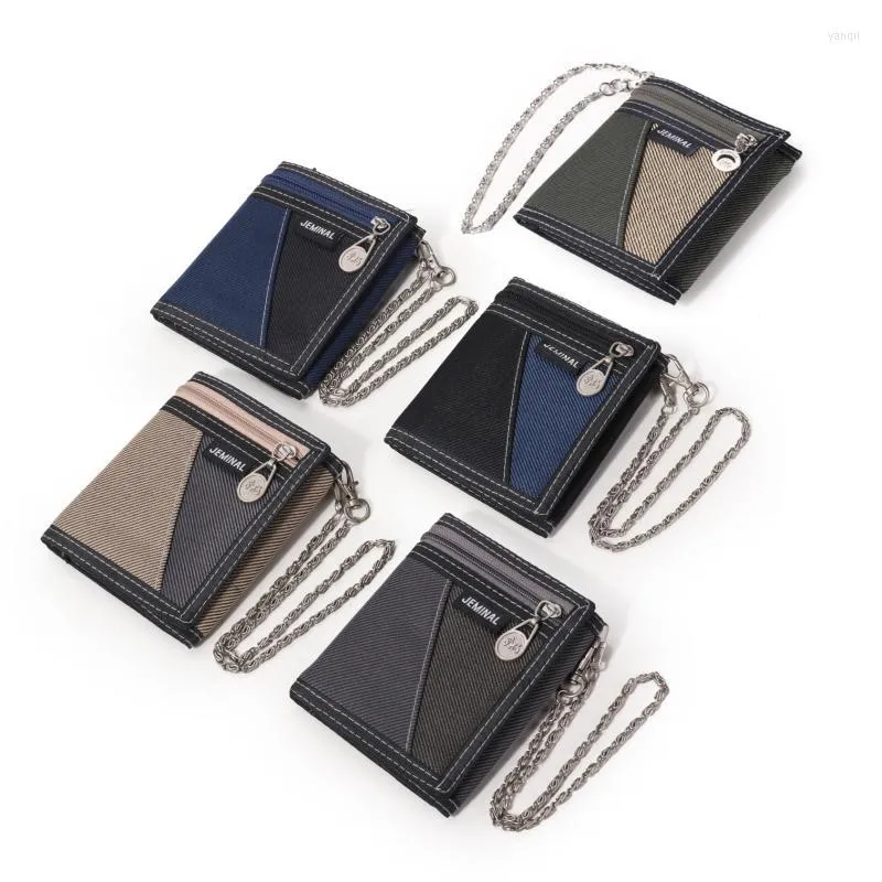 Brieftaschen Koreanische Version Dreifach Kurze Leinwand Lässige Geldbörse Junge Jungen Reißverschluss Einfache Trendige Geldbörsen Und Handtaschen Luxus DesignerWallets