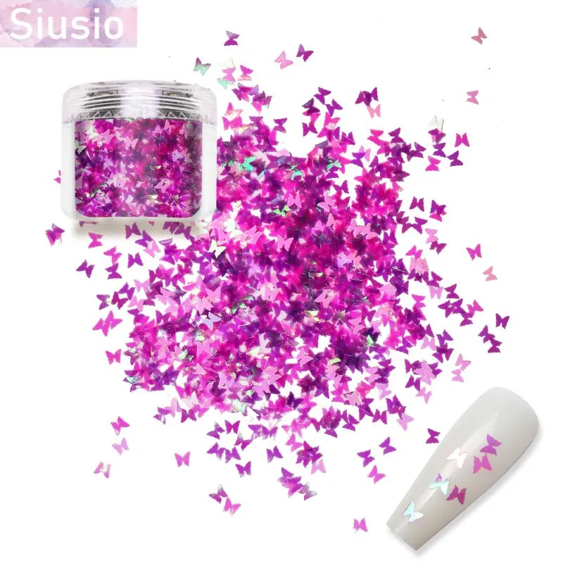 Nagelglitter vlokken aluminium folie pailletten vlinder kleurrijke confetti cirkelvormige zeshoek onregelmatige sticker art decor