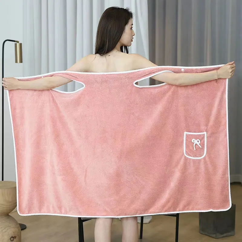 Wearable Microfiber Bathrobe Woman Shower Female Soft Bath Towel