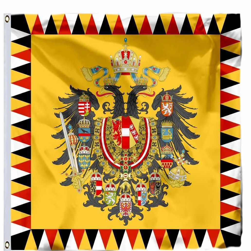 Banner Flagi Austro Imperial Standard Wzory piechoty Flaga na początku XIX wieku 120x120 cm 4x4ft 100d Bezpłatna wysyłka G230524