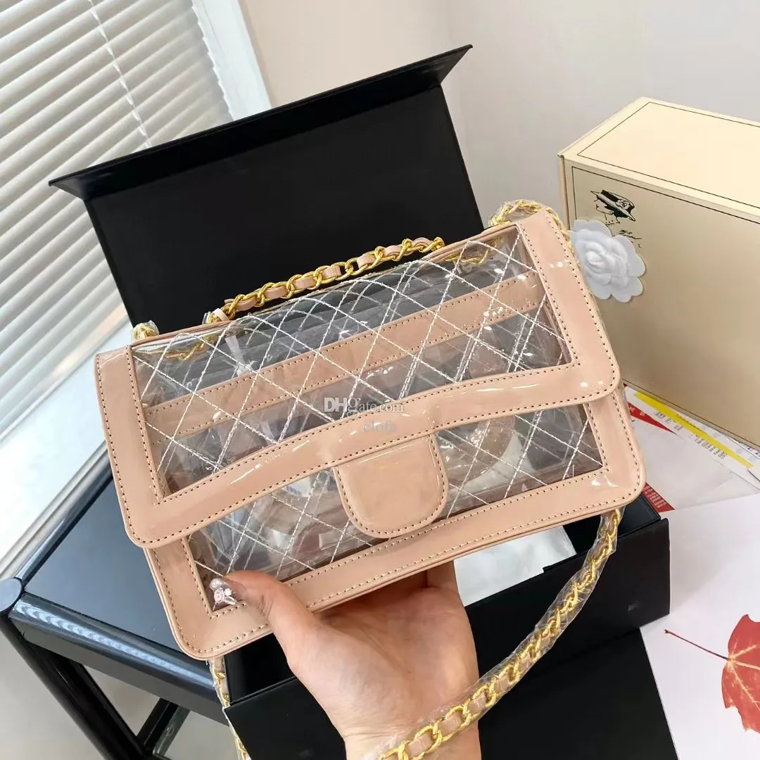 Summer Designer Bag Fashion Women Transparent Bag Clear PVC Messenger Beach Shoulder Bag Jelly Lite Tote Laser Holographic Handbag Kvinnlig plånbok 25 cm