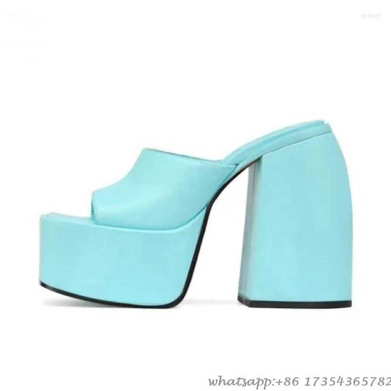 Сандалии Peep Toe Thul Platform Scunky Heel Slippers красочный твердый цвет женский мода повседневная весна 2023 Весна в продаже