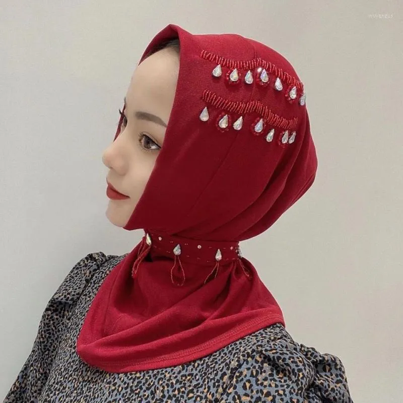 Hijab Bling Head Wraps Elegant Muslim Hijab Turban Beaded