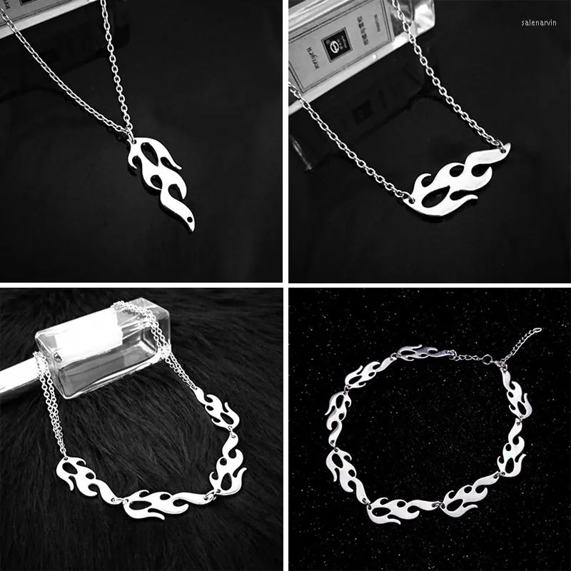 Kedjor flamformad choker halsband trendig subkultur punk gotisk hiphop street vintage benben länk kedja