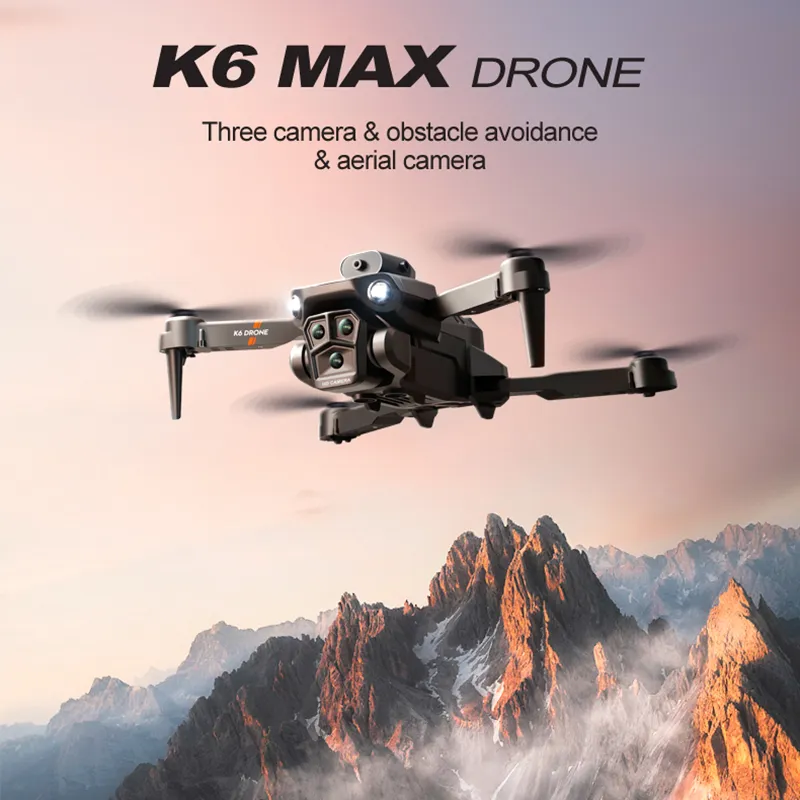 K6 Max Drone HD Three Camera 4-sided Obstacle Avoidance Optical Flow Hovering Mini Quadcopter Professional Remote Control Drones K6 Max Toy Dron