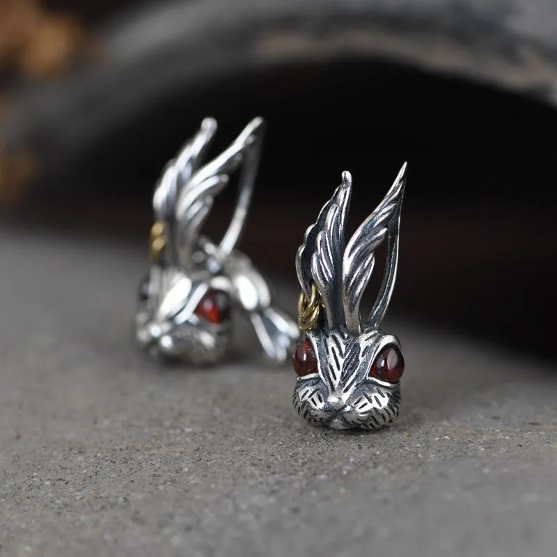 Stud BigEared Rabbit Silver Stud Earrings Jewelry for Women Fashion Unusual Earrings 2020 Trend Push Back Asymmetry Style Gifts