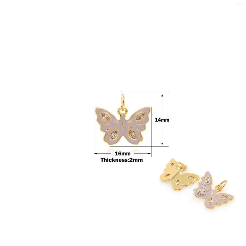 Dijes esmalte mariposa encanto para joyería DIY hacer lindo Animal collar pulsera Cubic Zirconia insecto suministro