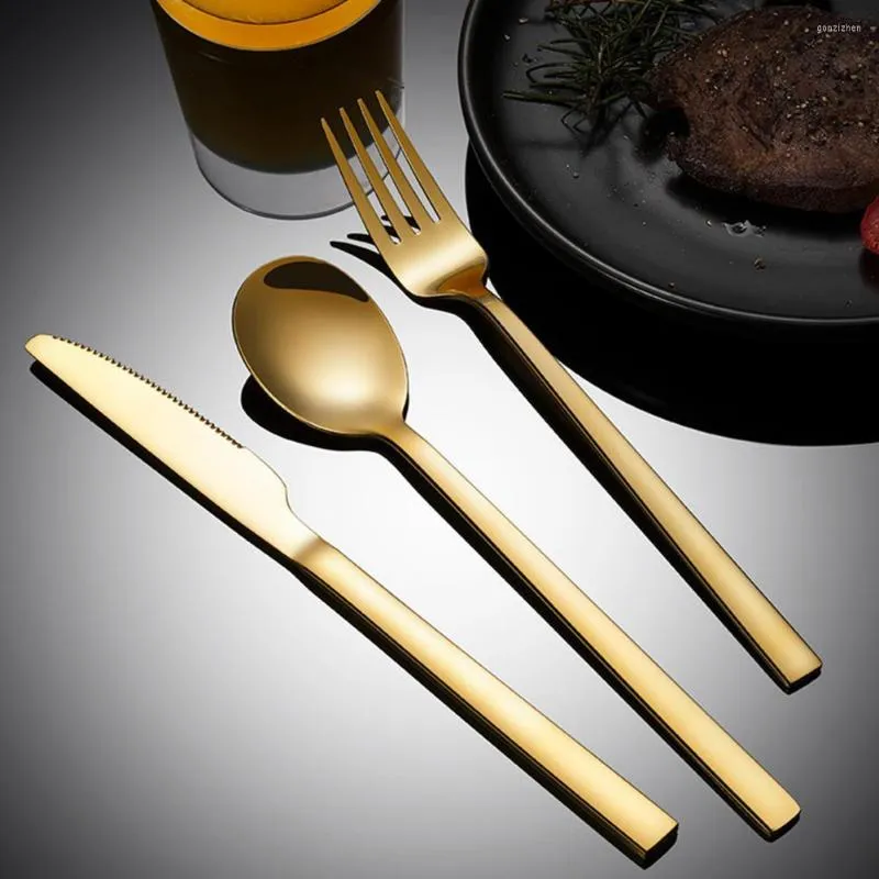 Geschirr Sets Gold Silber Geschirr Edelstahl Besteck Set Westlichen Abendessen Messer Löffel Gabel Küche Untensils Picknick