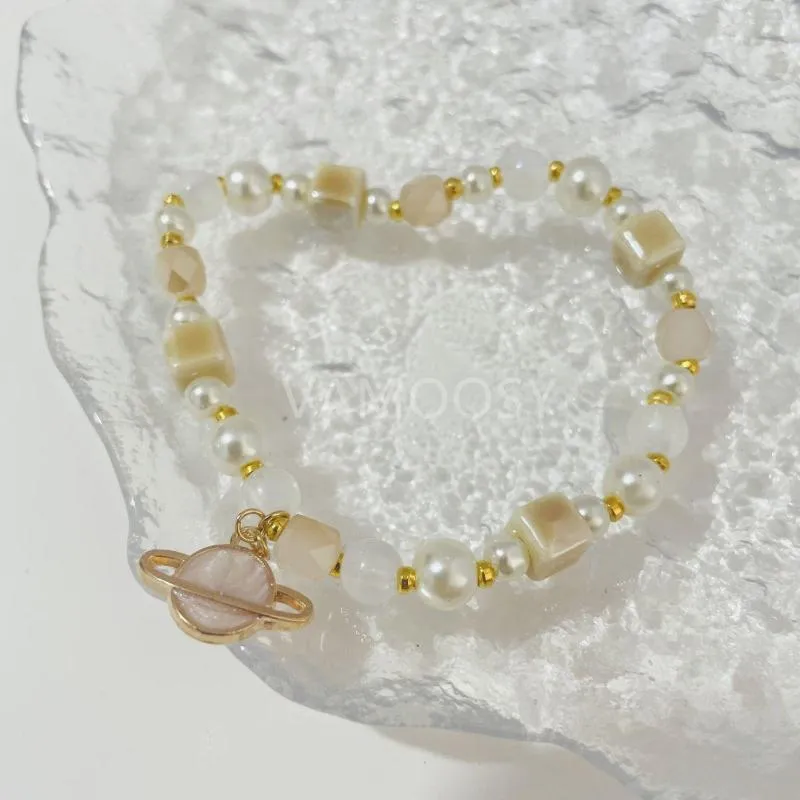 Charm Bracelets Korean Ceramic Glass Light Yellow Beaded Bracelet For Women Friendship Gifts Luxury Niche Exquisite Summer Beach Holiday