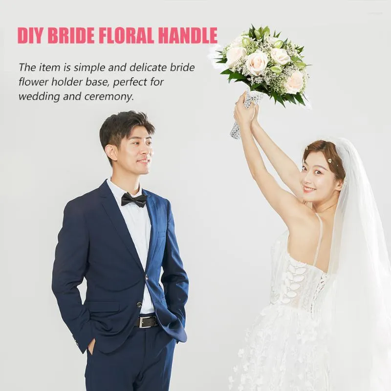 2PCS Bridal Floral Handle Bouquet Holders DIY Wedding Flower Stand Wedding