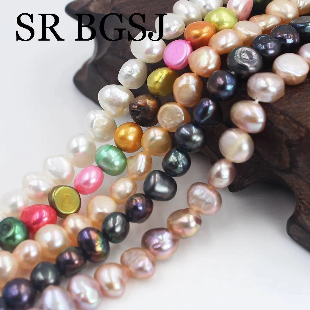 Beads Free Ship10 Strands/Lot 78mm White Pink Purple Black Natural Freshwater Baroque Potato Pearl Jewelry Making Beads 14inch