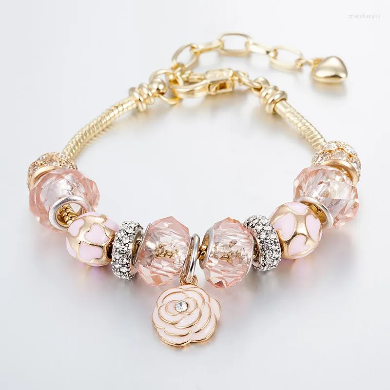 Bracelets de charme Annapaer Abalorio Drop Bracelet Flower for Women Crystal Bead Bangle Jóias Diy Pulseras B16081a