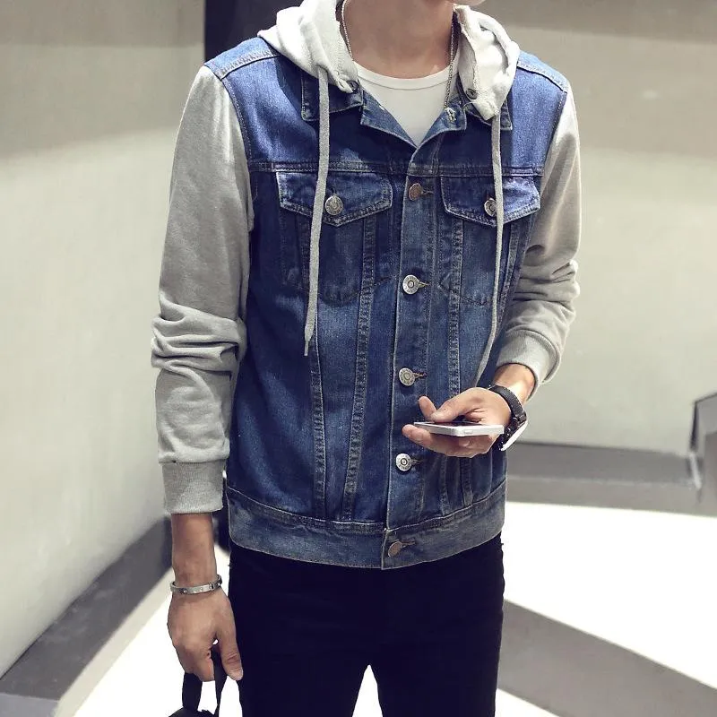 Mens Jackets Blouson Homme Fashion 2023 Spring Autumn Denim Hooded