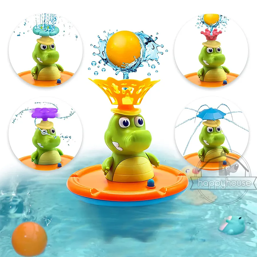 Baby Bath Toys Spray Water Shower Swim Pool Bathing Toy for Kids Electric Crocodile Bath Toy with Light Music LED Light Baby Toy