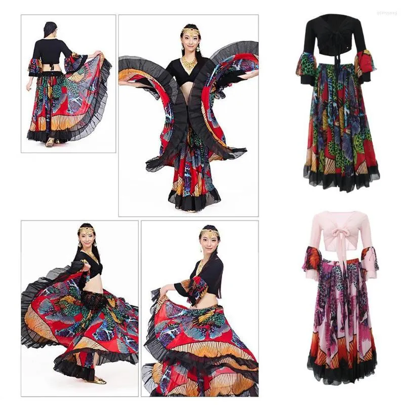 Сценическая ношение танца живота 2 племенное платье Хэллоуин Танцующие костюмы юбки