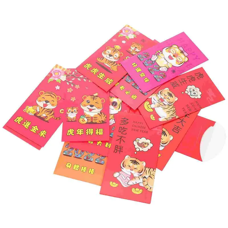 Embrulho de presente 24pcs requintado festival de primavera envelopes vermelhos pacotes de ano de desenho animado chinês