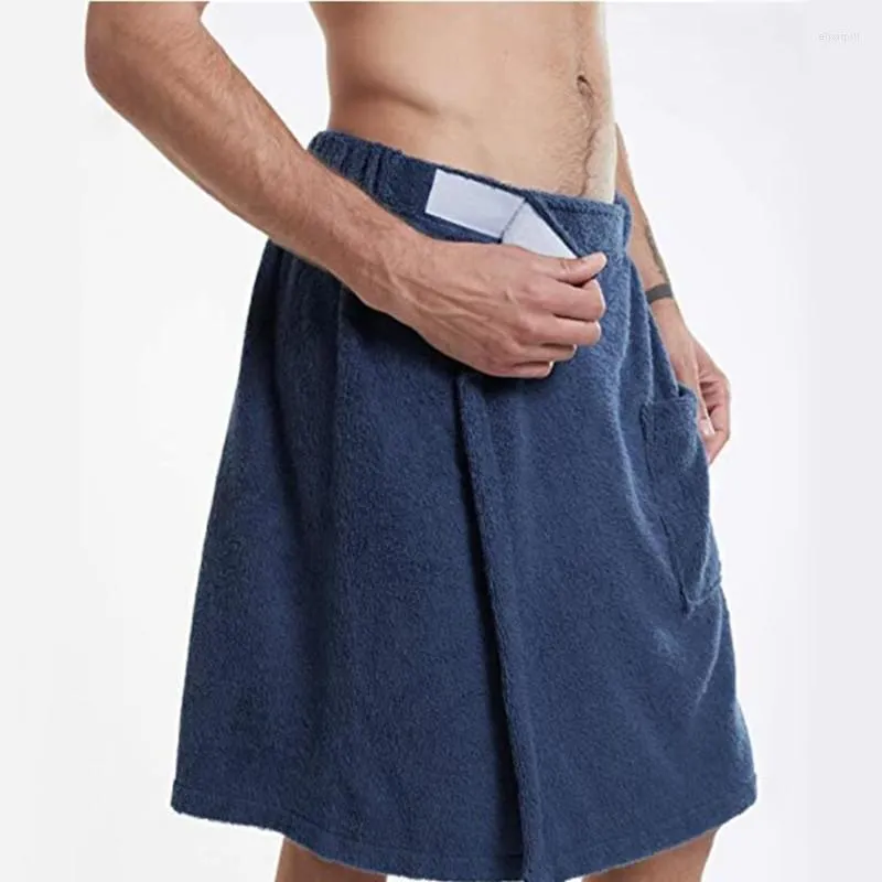 Men's Sleepwear Towel Skirt Bottoms Wrap Shower Pants Lounge Man Wearable Pocket Bath Terry Home Sleep Bathroom Wraps With Men Wear