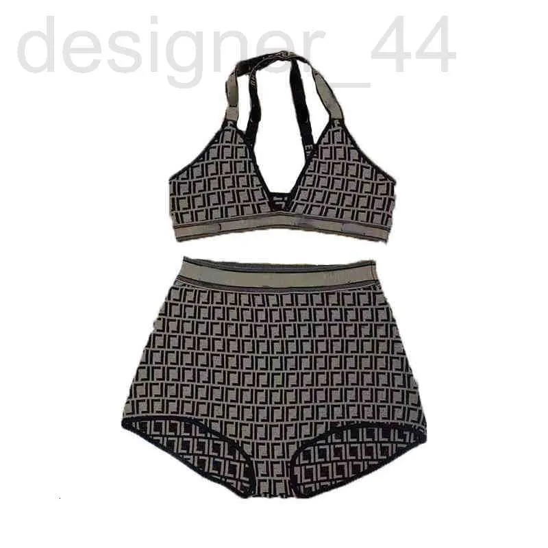 Damen-Trainingsanzüge, Designer, Modedesign, Familie, Damen, Sommer, sexy, Presbyopie, Stricken, hängender Hals, Raffung, dünner Bikini, zweiteiliges Set E24K