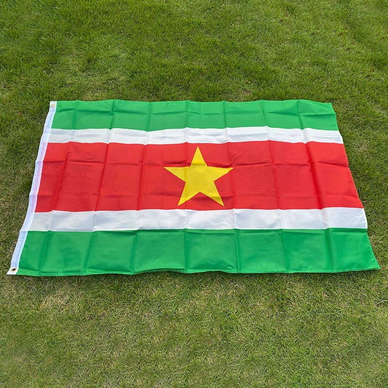Banner Flags Aerxemrbrae Flag150x90cm Surinam Bayrak Yüksek Kaliteli Çift Taraflı Baskılı Polyester Surinam Bayrak G230524