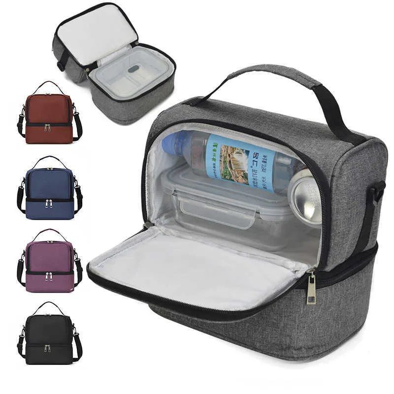 Confezioni zaino in spalla Borsa portatile a doppio strato isolamento termico pranzo al sacco cibo bento contenitore picnic refrigeratore portabevande P230524