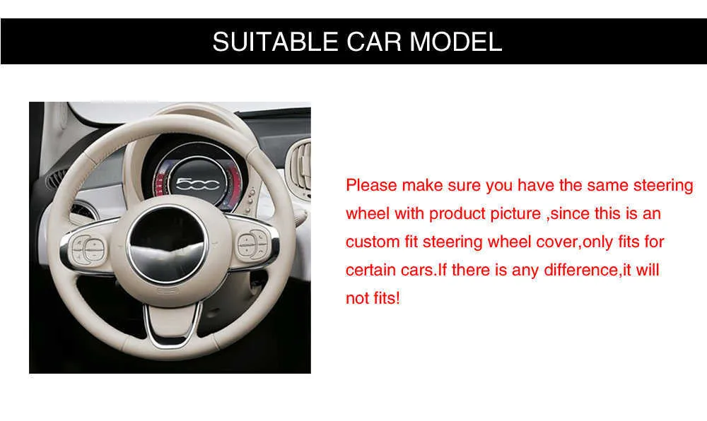 MEWANT Housse De Volant En Cuir Synthétique Beige Pour Fiat 500 2007-2015 / 500e 2014-2018 / 500C 2014-2017