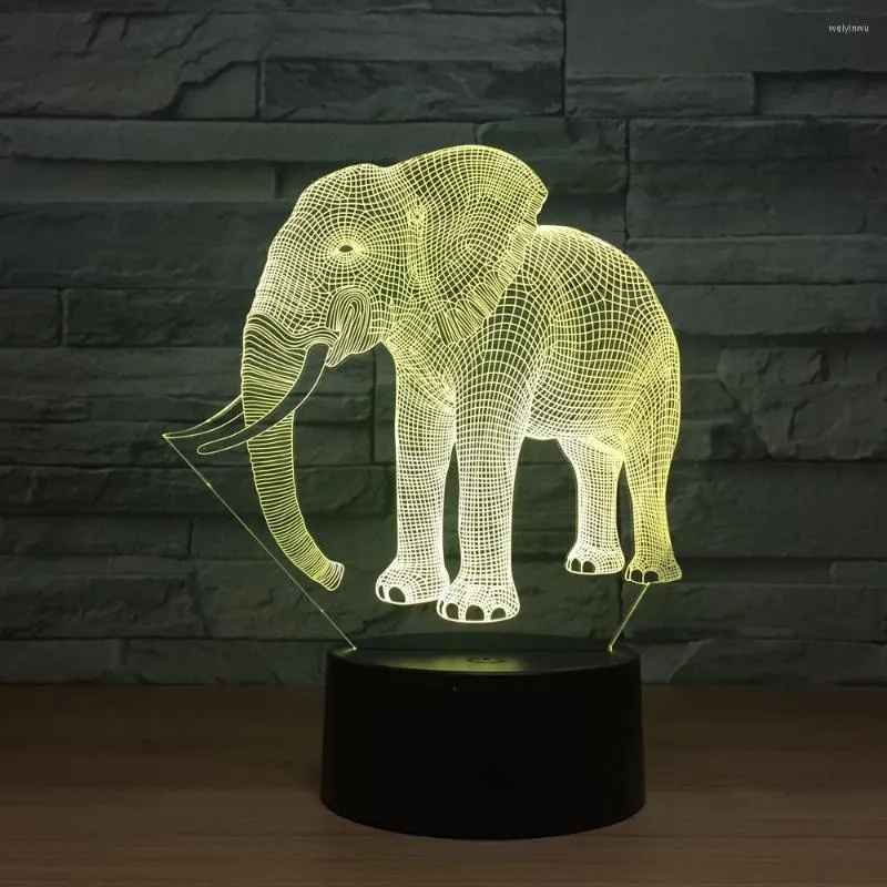 Veilleuses éléphant 3d coloré lampe à Led acrylique Luminaria De Mesa Usb décorations De noël cadeau pour chambre de bébé