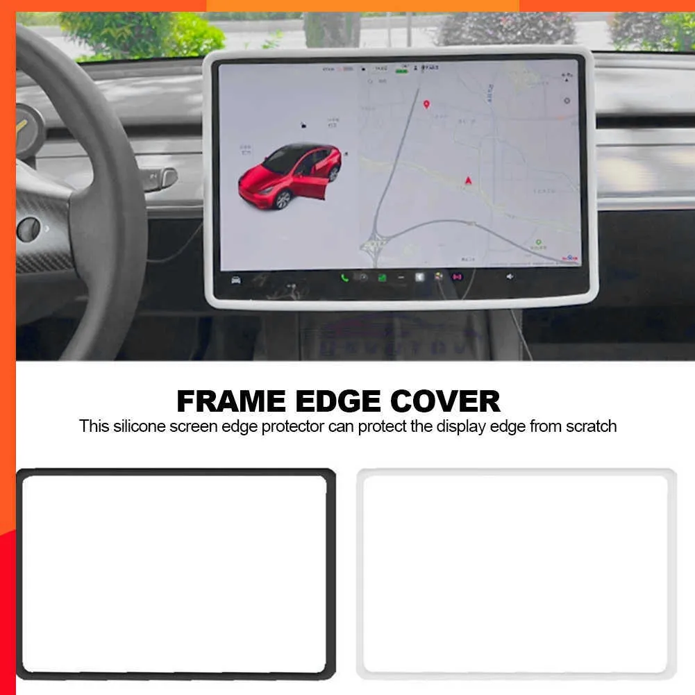 Nouveau pour Tesla modèle 3/y accessoires Navigation couverture manchon protecteur d'écran cadre étanche Silicone Auto intérieur accessoires